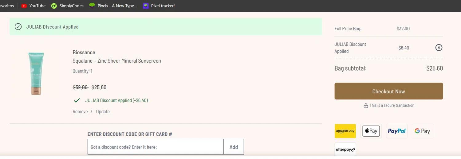 How to apply Biossance coupon code