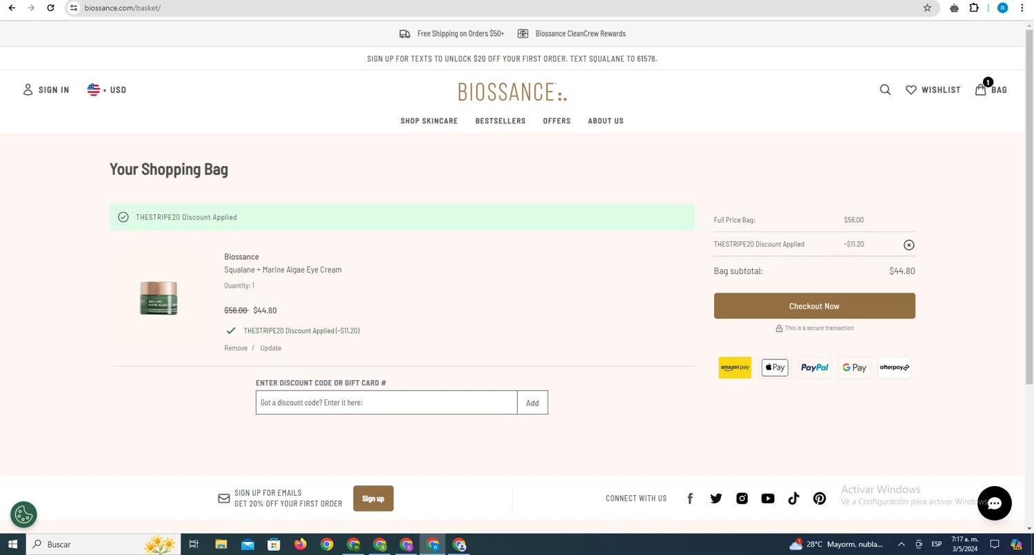 How to apply Biossance coupon code